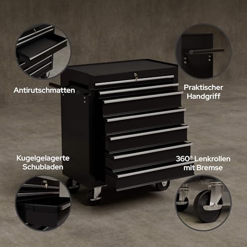 Arebos Werkstattwagen leer mit 7 Schubfächer - 6