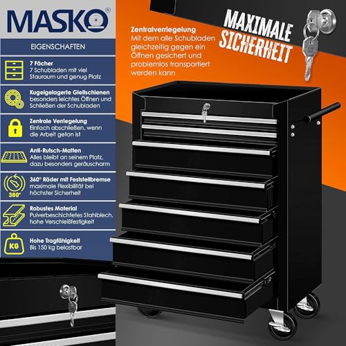 Masko® Werkstattwagen leer mit 7 Schubladen Eigenschaften