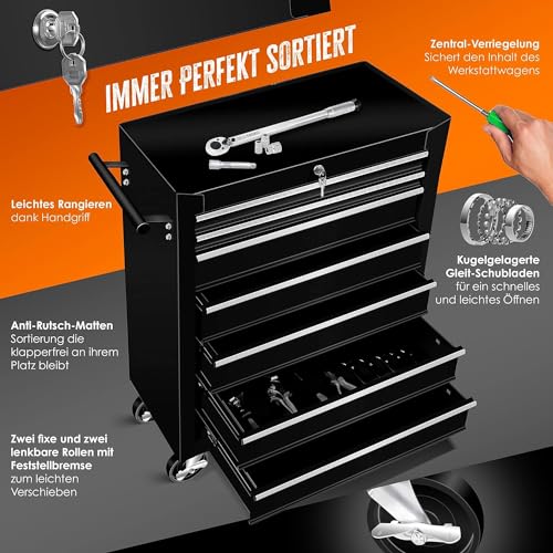 Masko® Werkstattwagen leer mit 7 Schubladen Besonderheiten