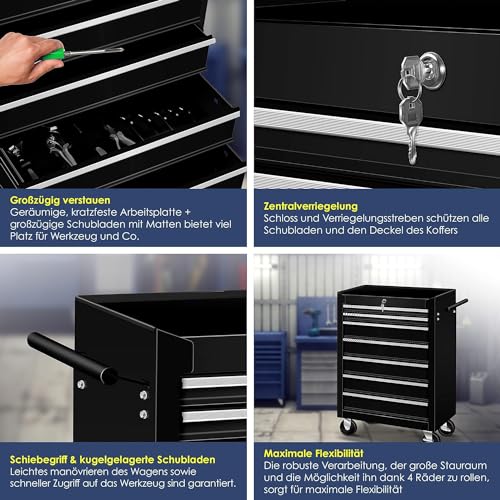 Masko® Werkstattwagen leer mit 7 Schubladen Ausstattung