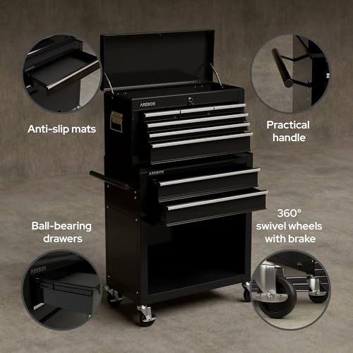 Arebos Werkstattwagen leer mit 9 Fächer - 6