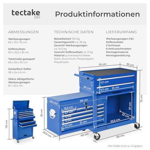 tectake Werkstattwagen leer mit Kofferaufsatz - 3