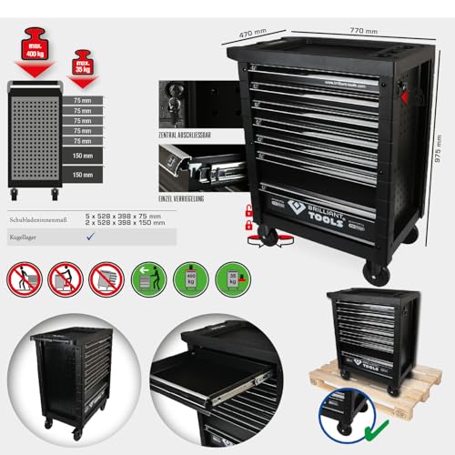 Brilliant Tools BT152900 Werkstattwagen mit 7 Schubladen, leer im Praixistest