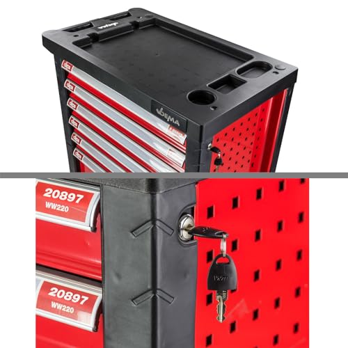 DEMA Werkstattwagen leer mit 7 Schubladen Details